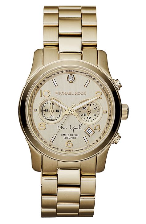 michael kors ladies watches gold plated|Michael Kors runway chronograph watch.